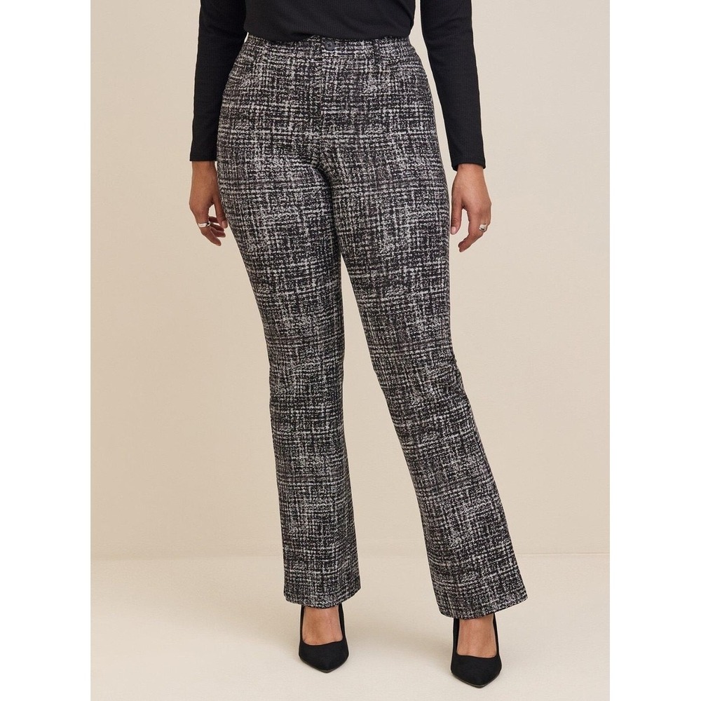 Torrid Black White Ponte Tweed Print Bootcut Pants Women's Plus Size 26 Regular